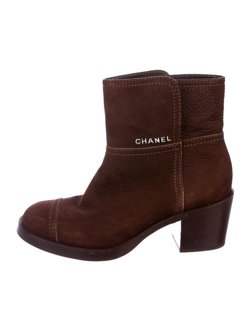 Chanel Signature Logo Suede Boots Brown