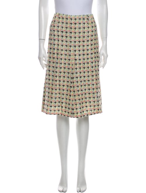 Chanel Tweed Pattern Knee-Length Skirt Green