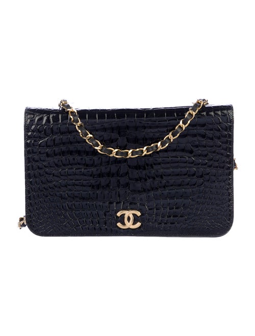 Chanel Vintage Alligator Small Single Flap Bag Bla