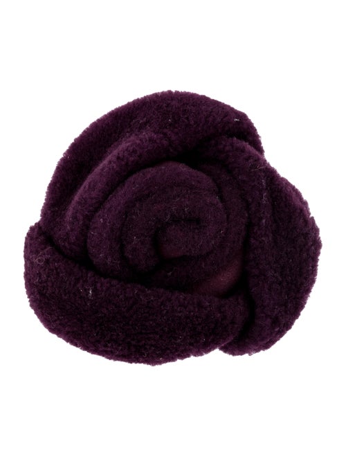 Chanel Wool Camellia Brooch Pin Silver