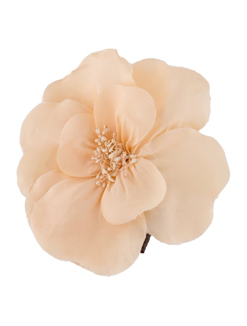 Chanel Satin Camellia Brooch Pin Gold