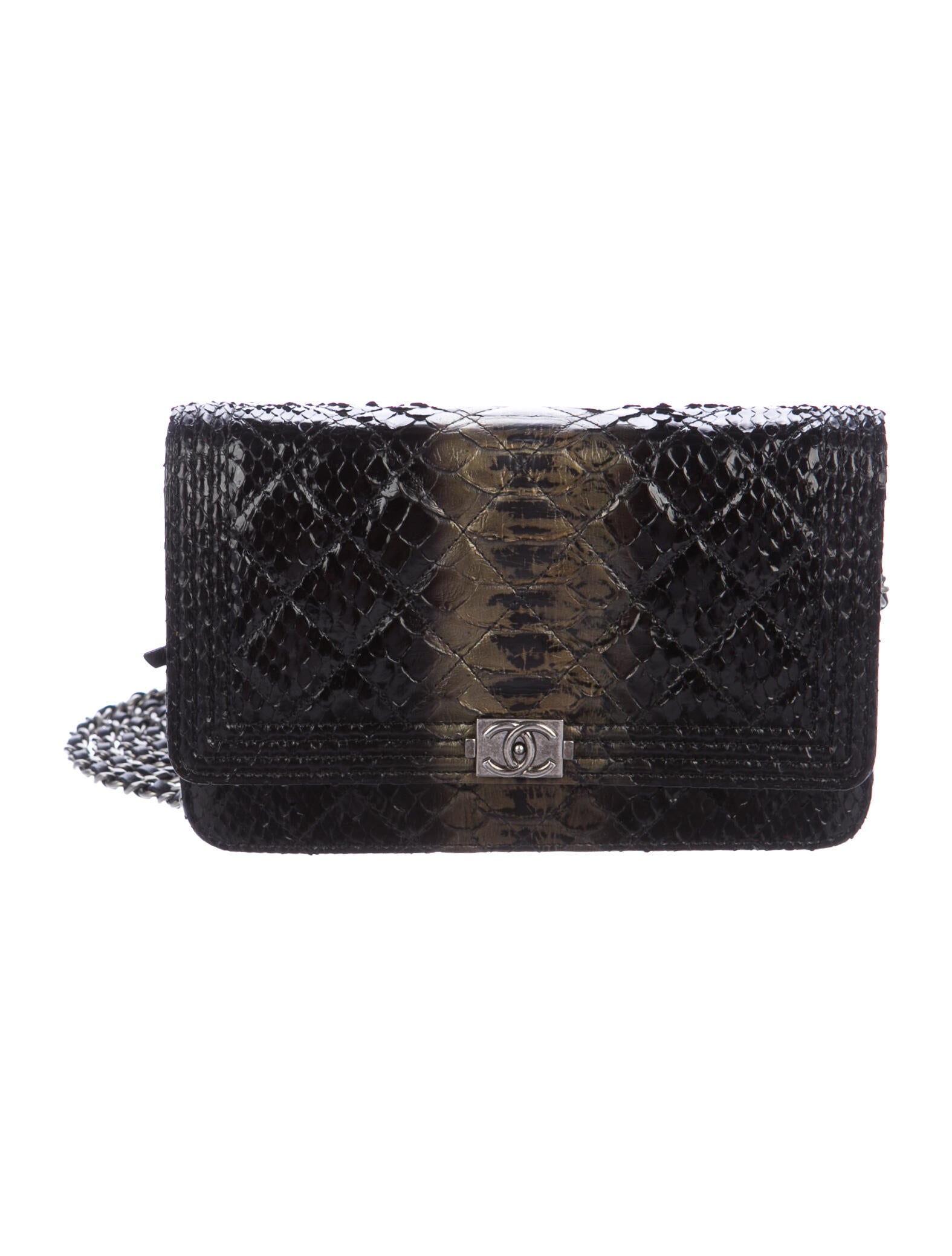 chanel python boy bag