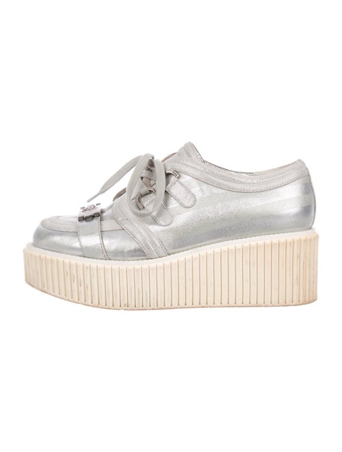 Chanel Leather Sneakers Silver