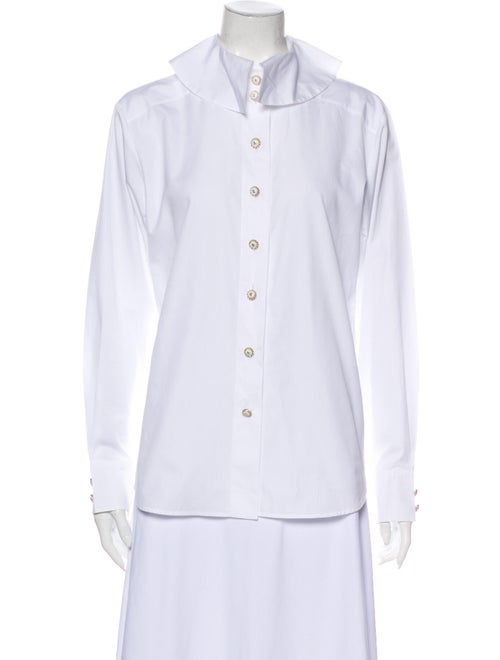Chanel 2019 Long Sleeve Button-Up Top White