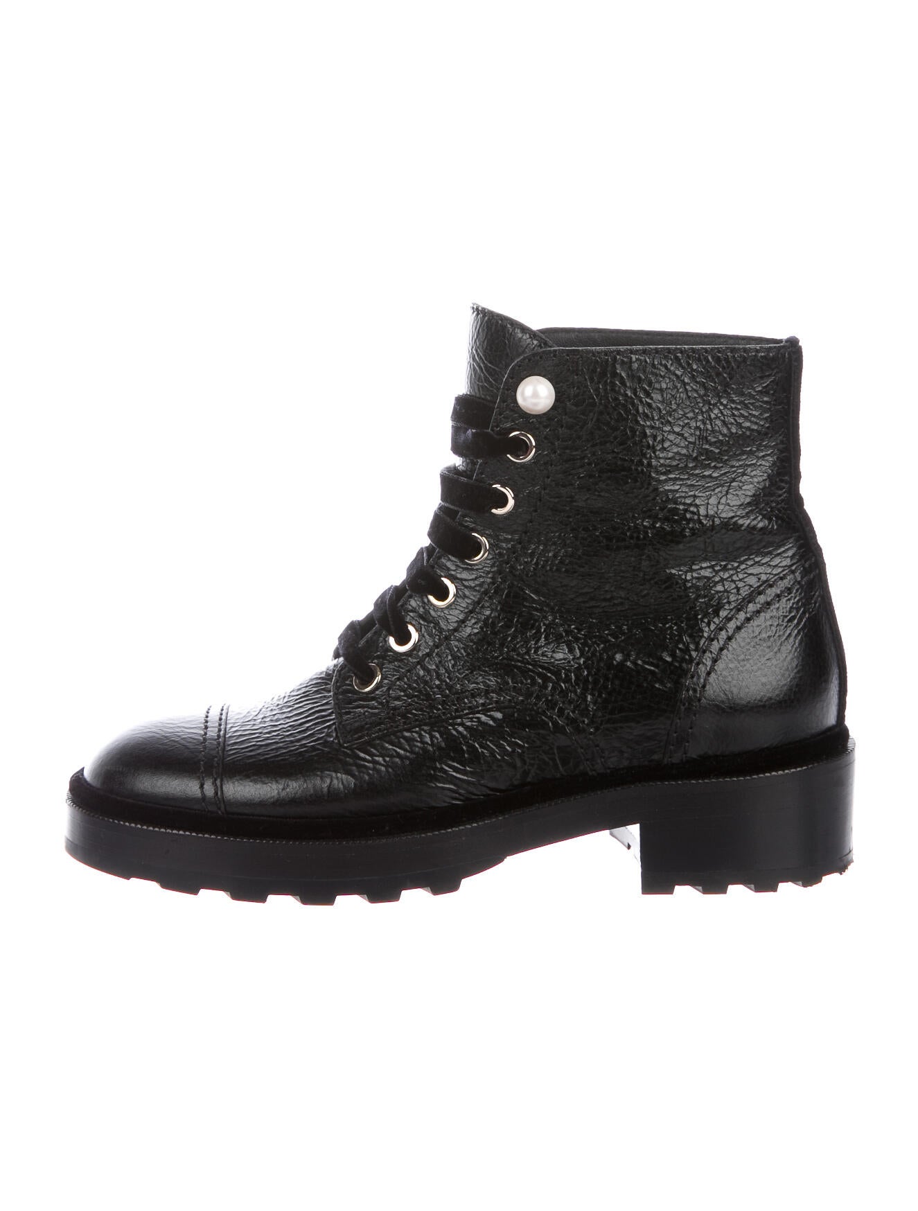 chanel booties with pearls