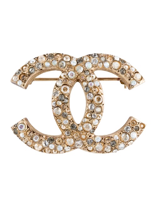 Chanel Strass CC Brooch Gold