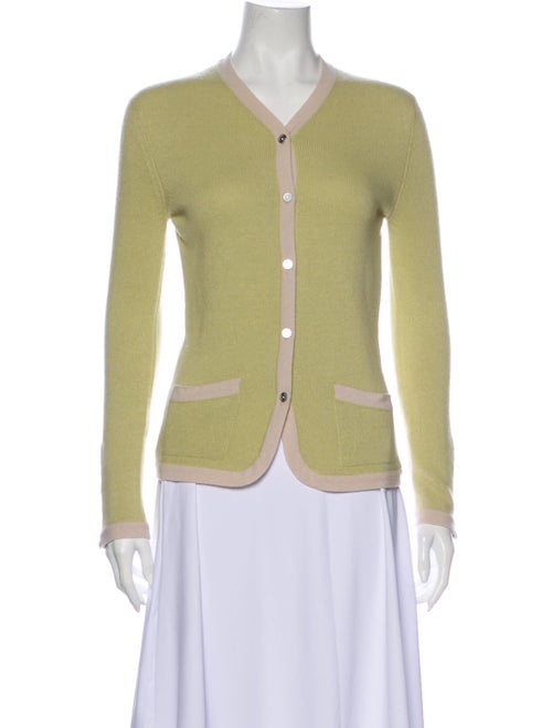 Chanel 2003 Cashmere Cardigan Sweater Green