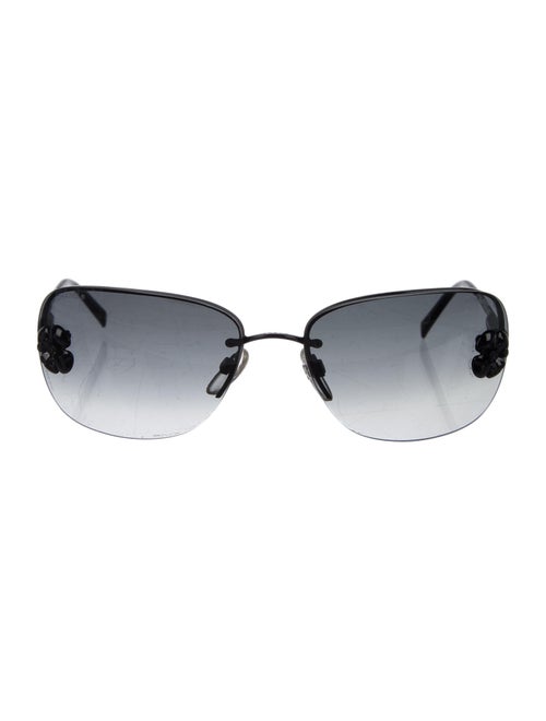 Chanel Camellia Rimless Sunglasses black