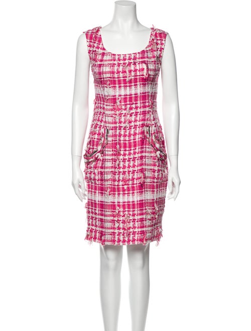 Chanel Plaid Print Mini Dress Pink