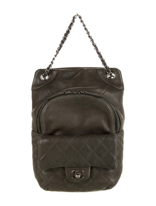 Chanel Lambskin Drawstring Backpack Grey