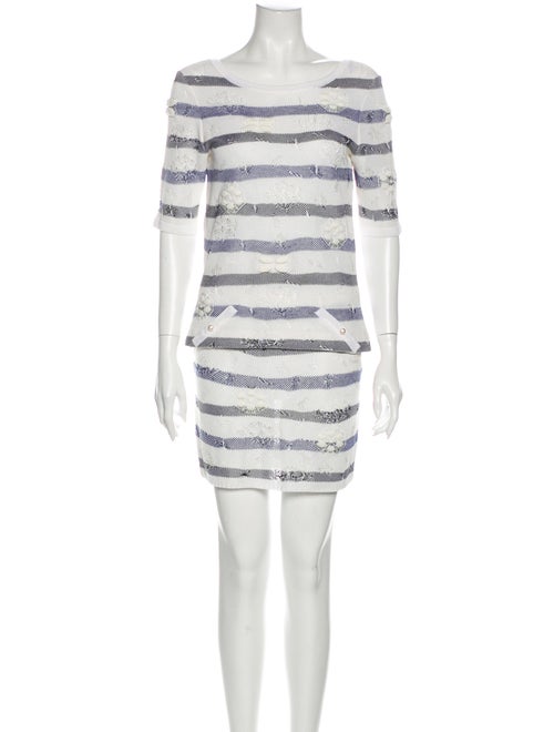Chanel 2017 Striped Skirt Set Blue
