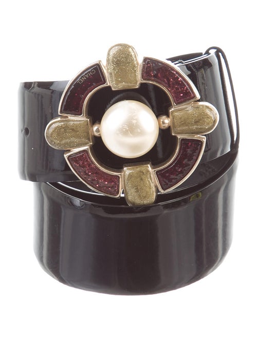 Chanel Gripoix Patent Leather Belt Black