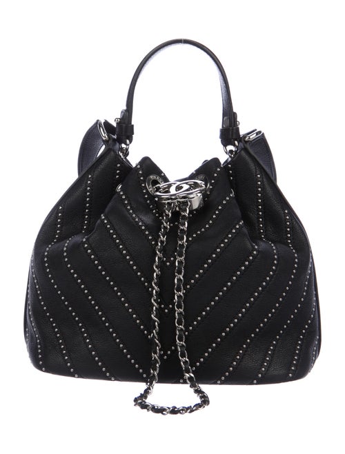 Chanel Studded Chain Bucket Bag Black