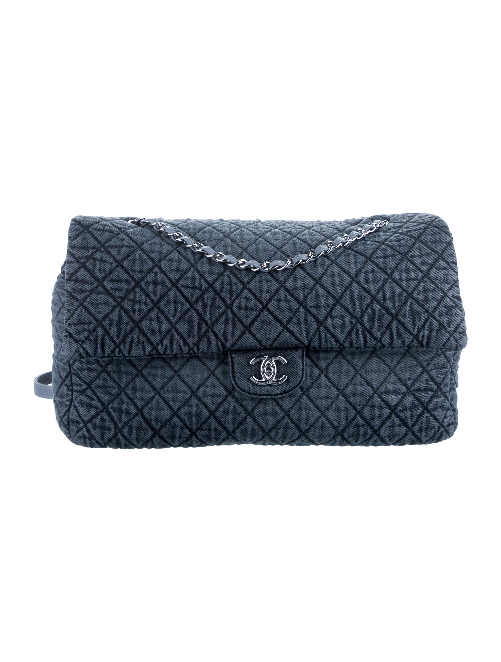 Chanel Small XXL Denimpression Flap Bag - Grey Shoulder Bags