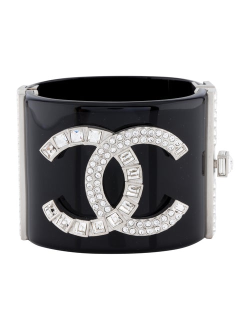 Chanel Strass CC Bracelet Silver