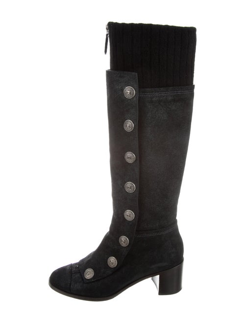 Chanel Suede Riding Boots Black