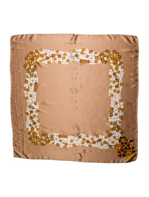 Chanel Gripoix Silk Scarf Tan