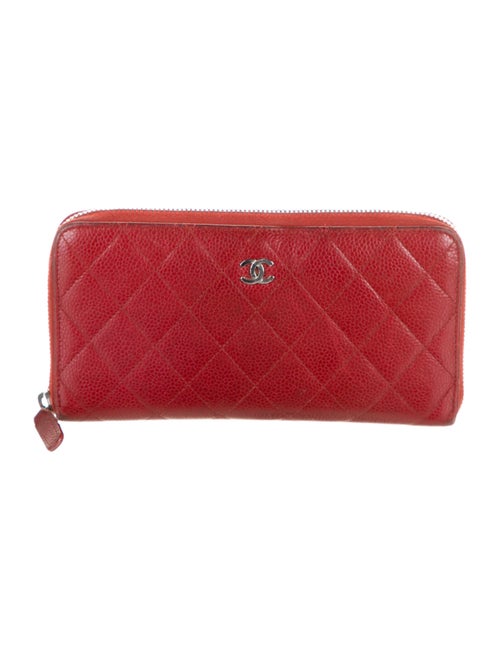 Chanel Quilted Caviar L-Gusset Wallet Red