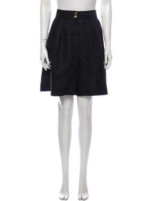 Chanel Linen Knee-Length Shorts Black
