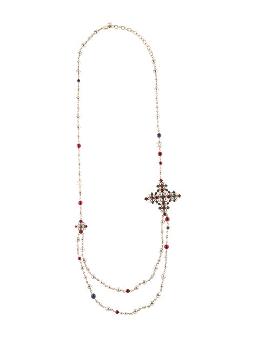Chanel Gripoix & Bead Double Strand Necklace Gold