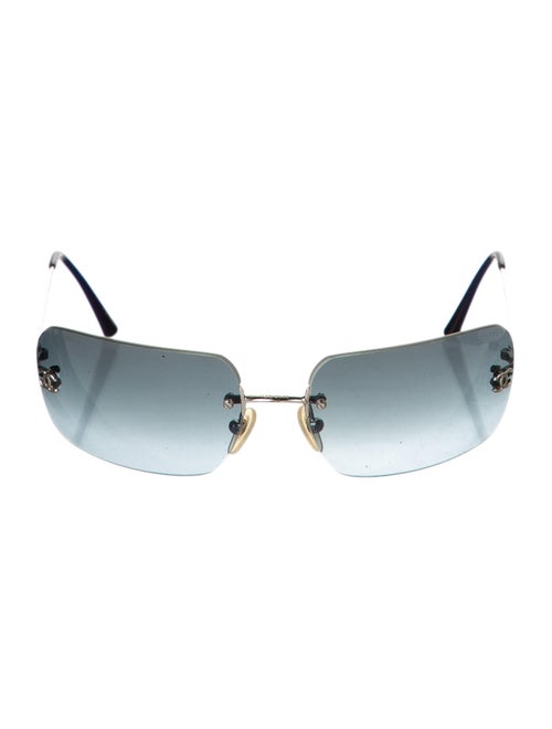 Chanel CC Rimless Sunglasses Silver