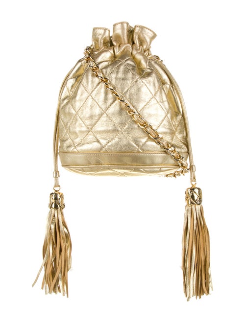 Chanel Vintage Leather Bucket Bag Gold
