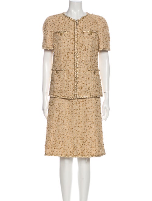Chanel 2019 Tweed Pattern Skirt Suit w/ Tags Metal
