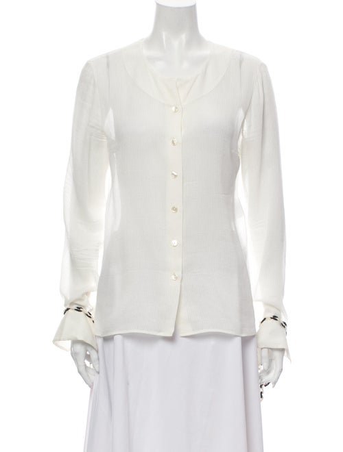 Chanel Long Sleeve Button-Up Top