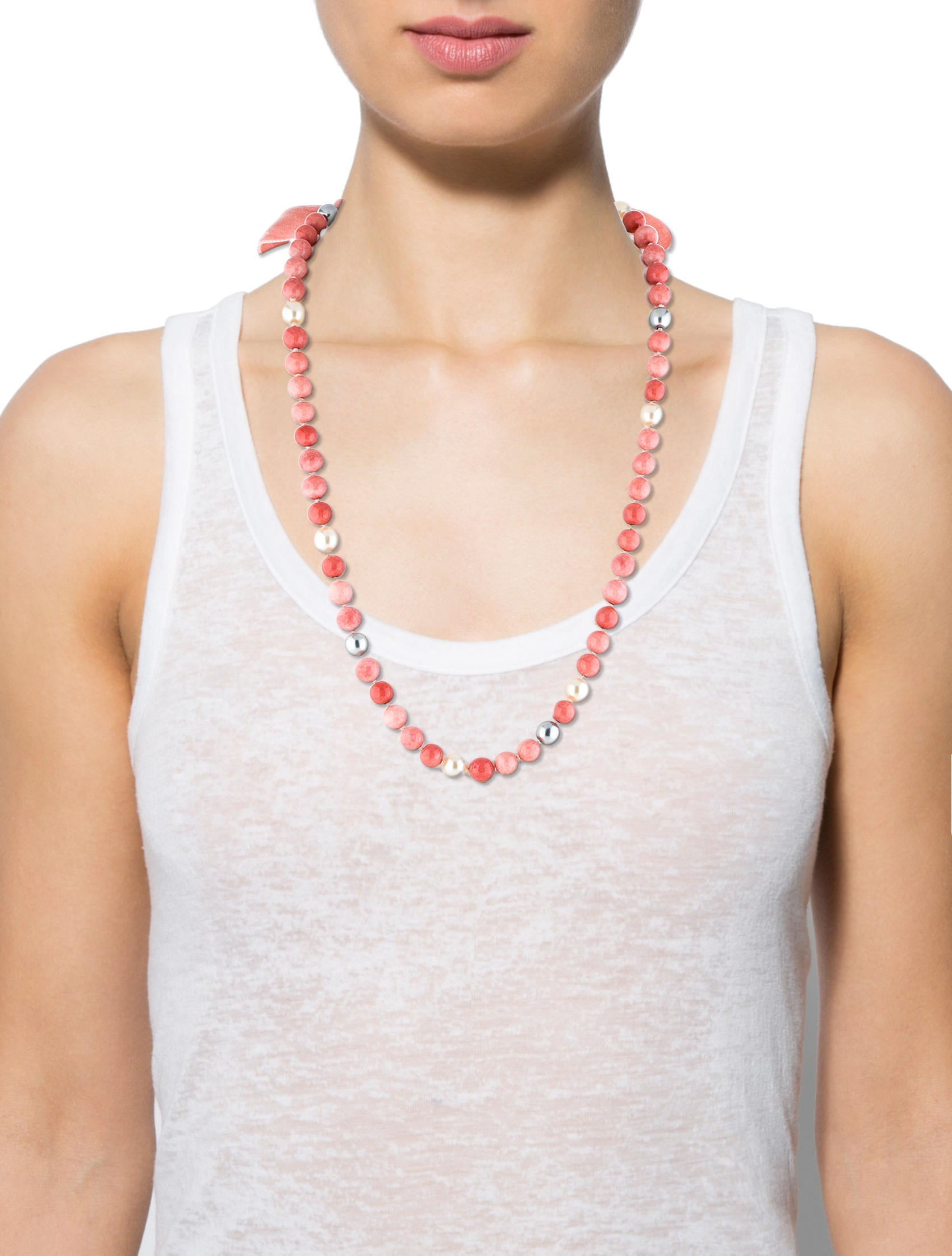 Chanel Pink Bead Necklace Necklaces CHA52846 The RealReal