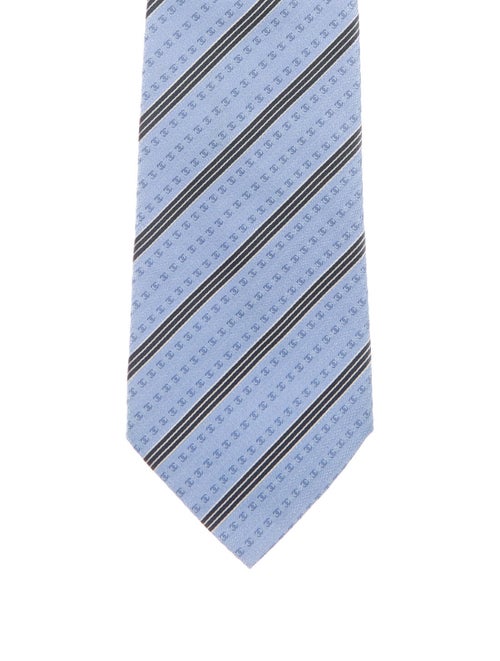Chanel Silk Striped Tie blue