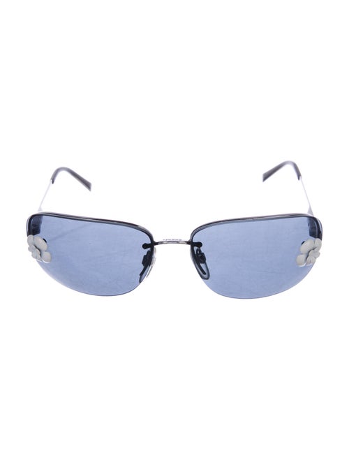 Chanel Rimless Camellia Sunglasses Silver