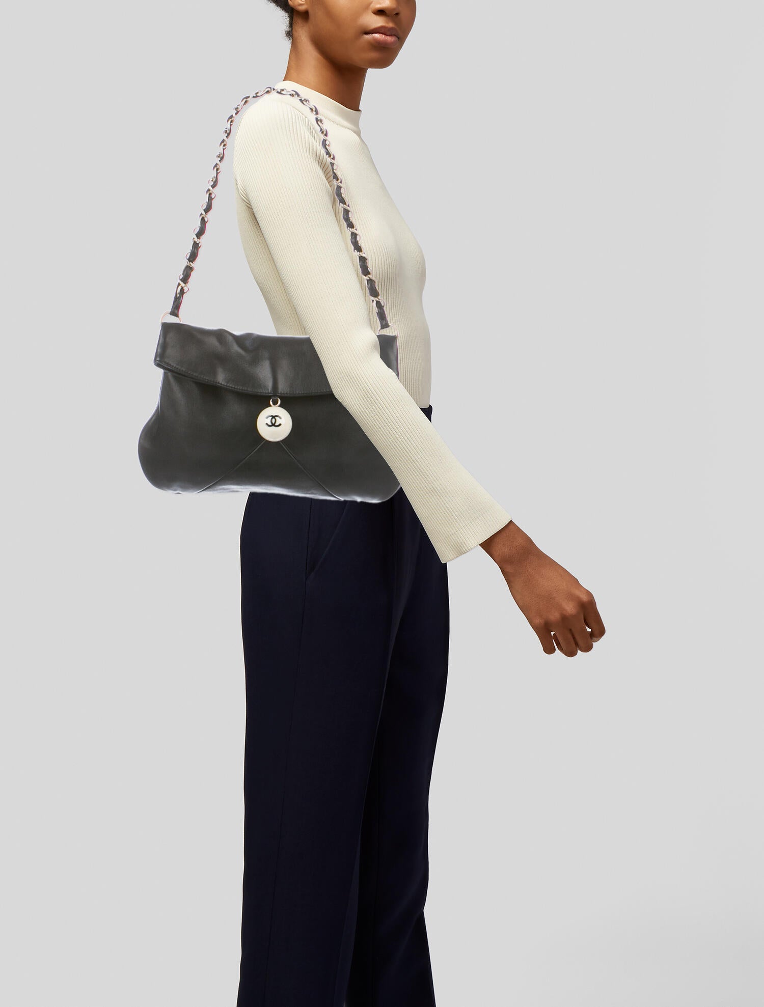 Chanel Vintage Cue Ball Foldover Bag - Black Shoulder Bags