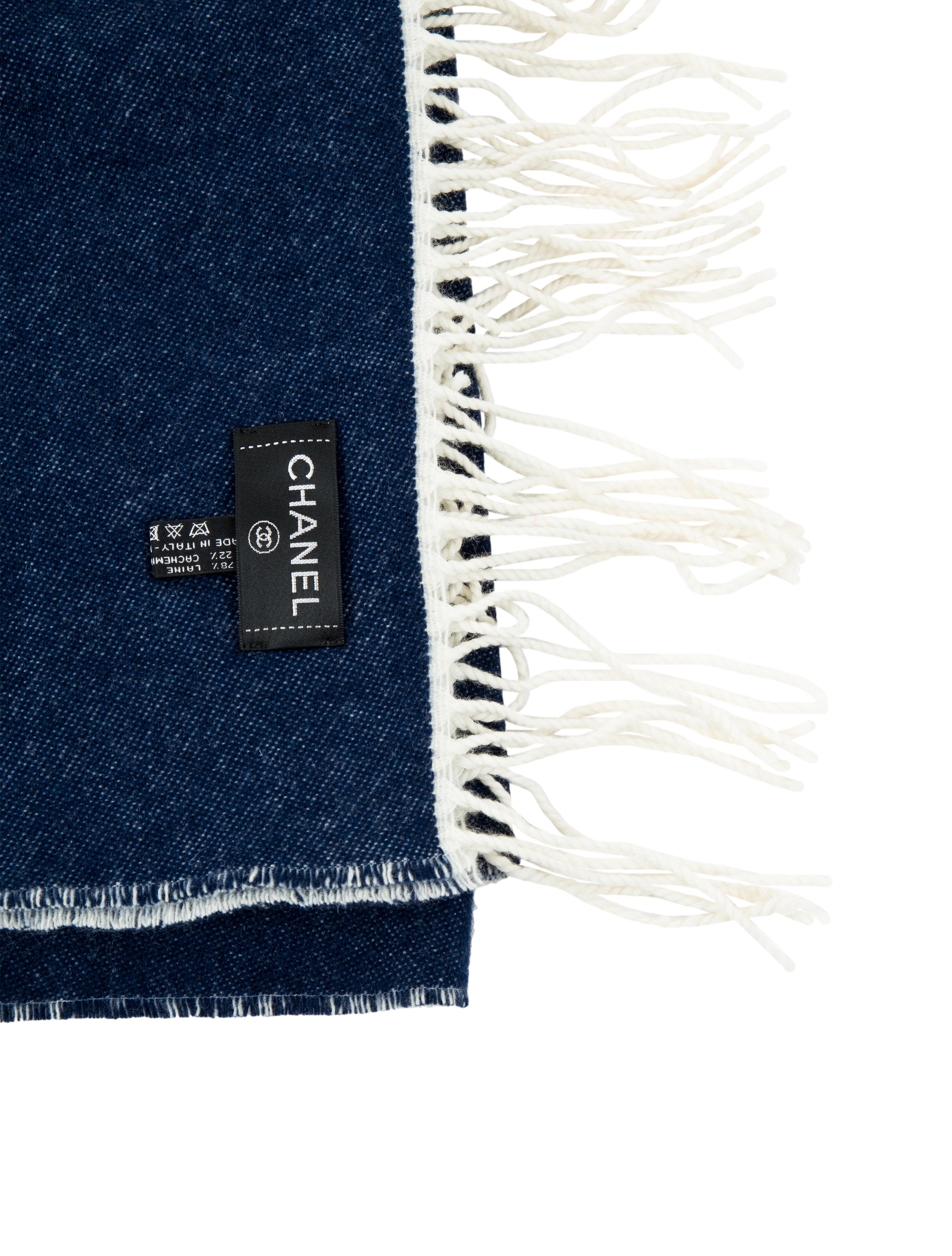 Chanel Wool & Cashmere CC Throw Blanket Blue Throws, Pillows & Throws