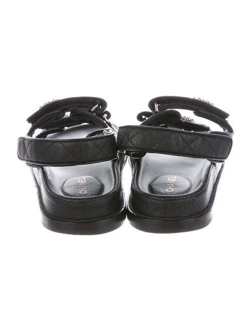 Chanel Interlocking CC Logo Leather Slingback Sandals