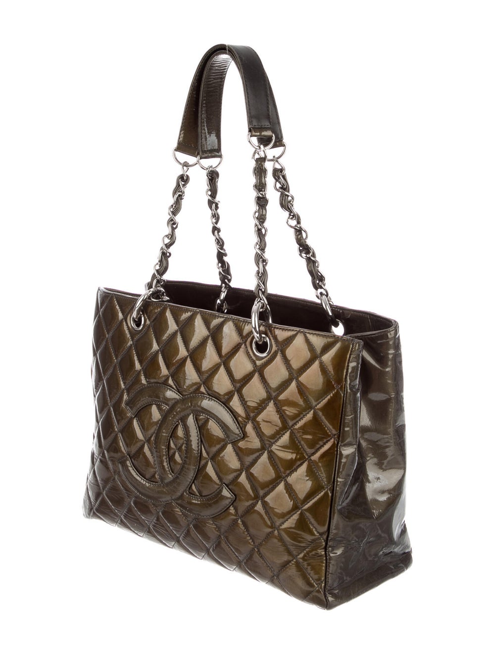Chanel Patent Grand Shopping Tote Green Totes, Handbags CHA584622