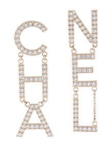 Strass Logo Drop Earrings