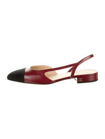 Interlocking CC Logo Leather Slingback Flats