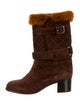 Chanel 2008 Fur-Trimmed Suede Boots Boots