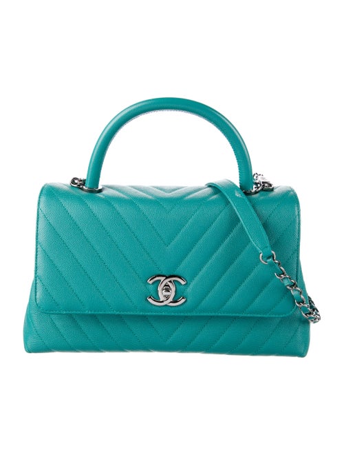 Chanel Medium Chevron Coco Handle Bag Green Handle Bags Handbags Cha The Realreal Chanel Medium Chevron Coco Handle Bag Green Handle Bags Handbags Cha The Realreal