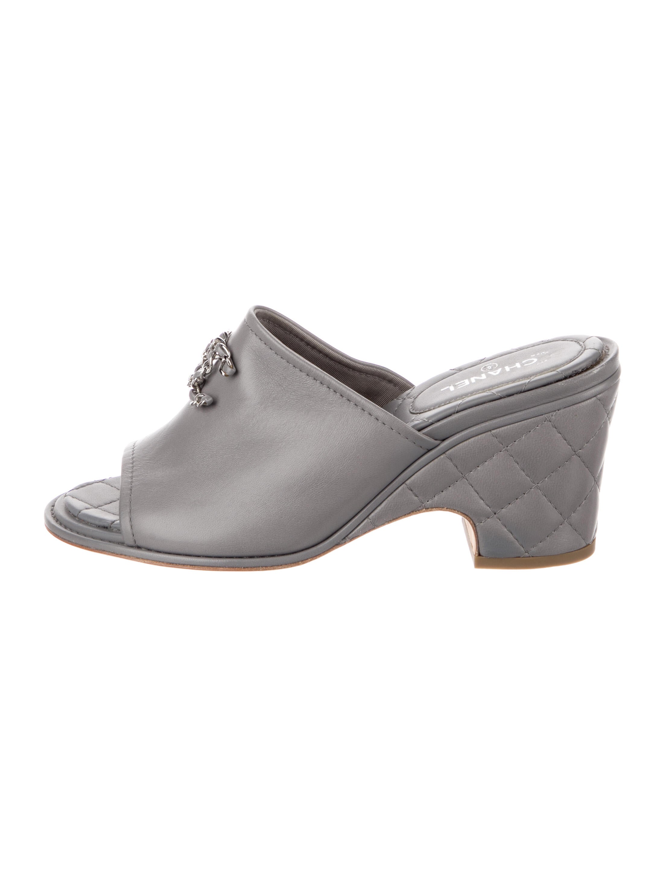 Chanel Interlocking CC Logo Lambskin Slides