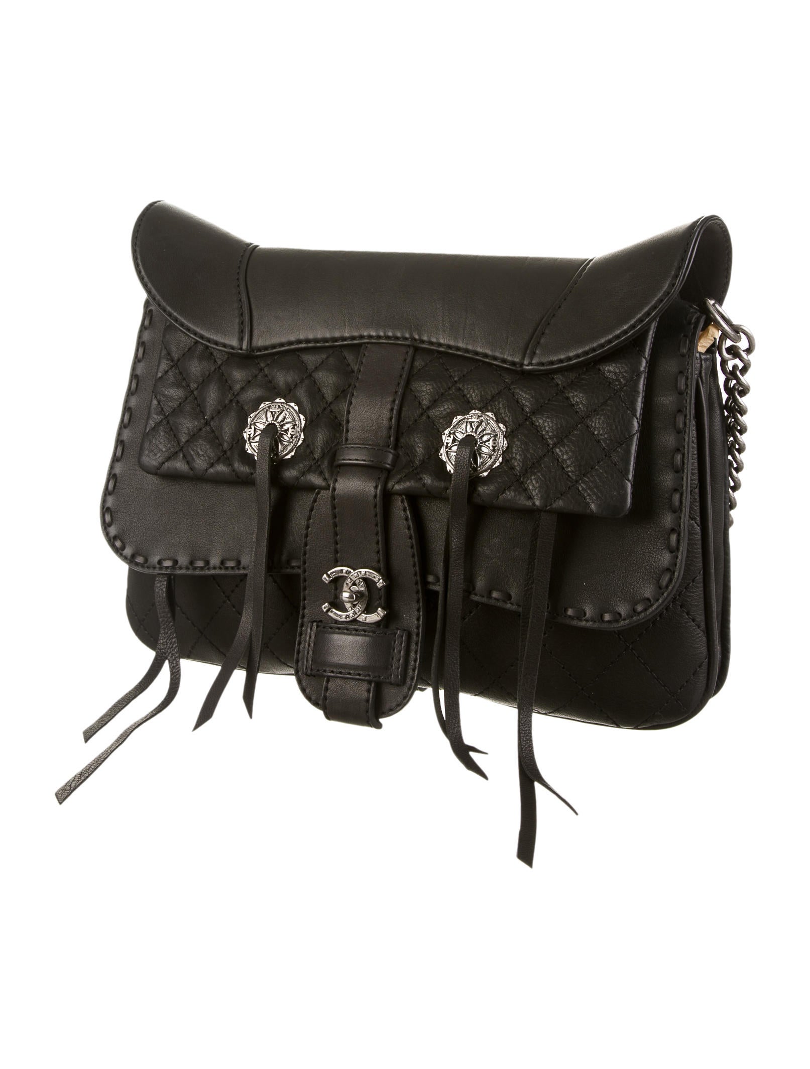 Chanel Paris-Dallas Fringe Saddle Bag - Black Shoulder Bags