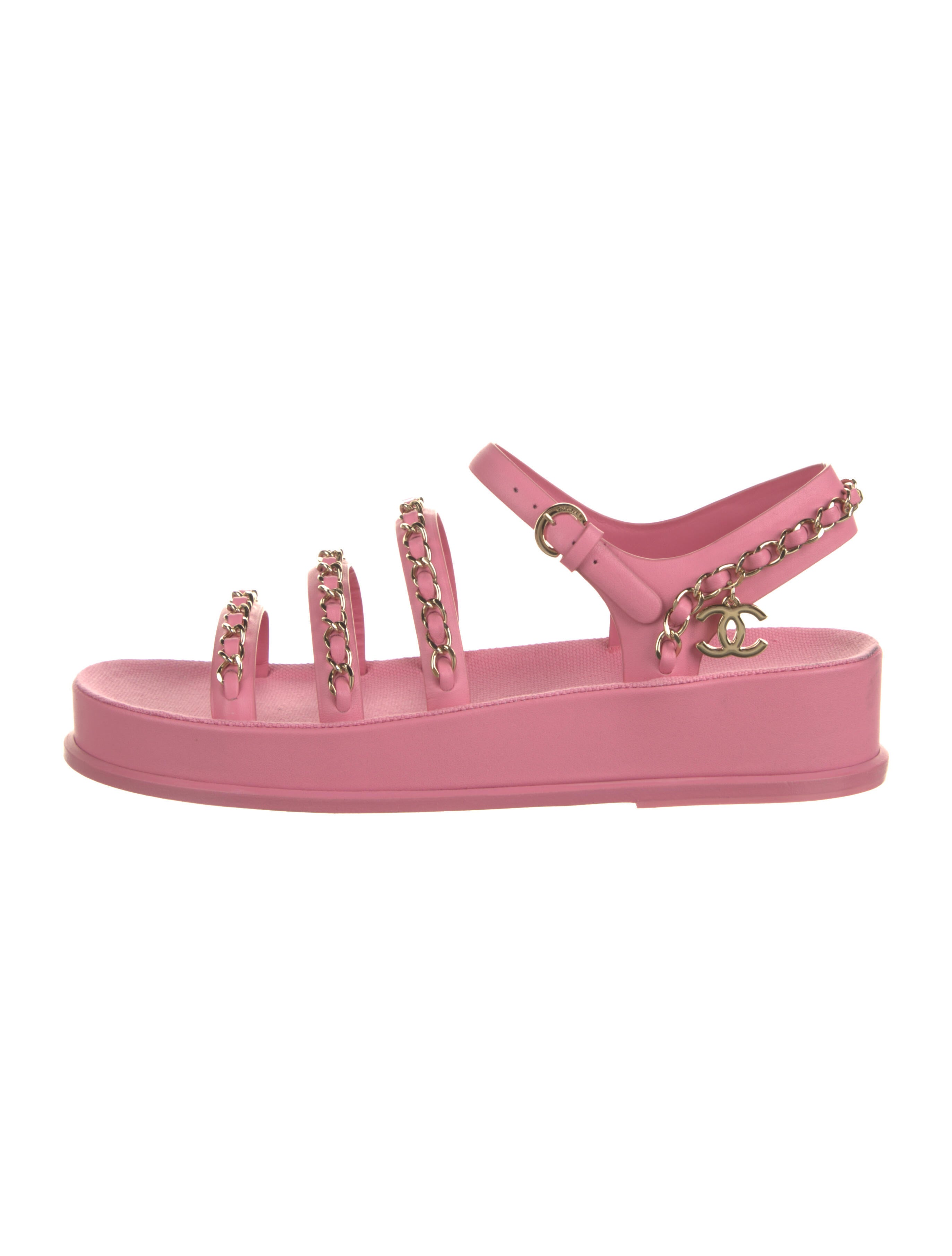 Chanel 2021 Chain-Link Strap Slingback Gladiator Sandals - Pink Sandals,  Shoes - CHA649257 | The RealReal