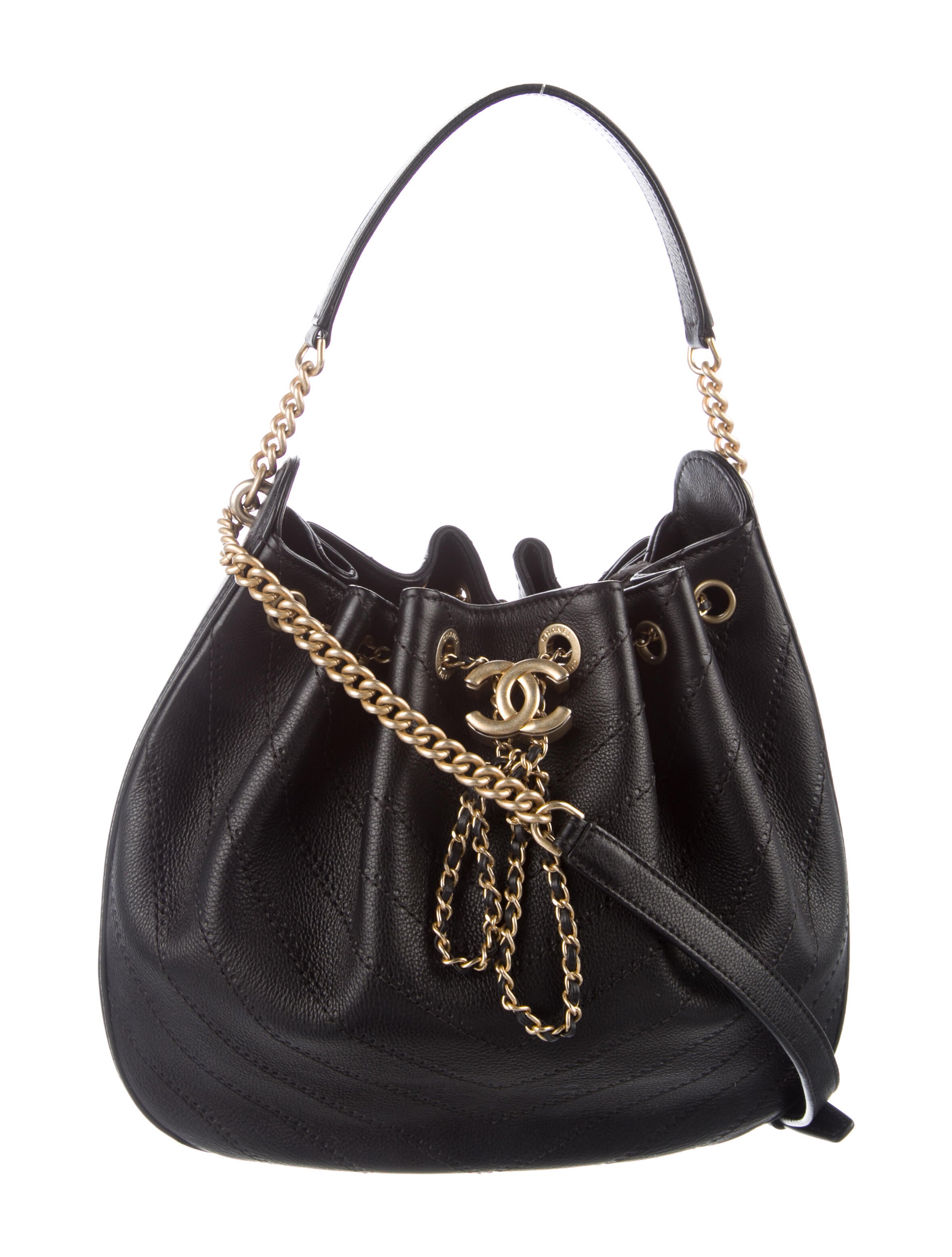 chanel chevron drawstring bag
