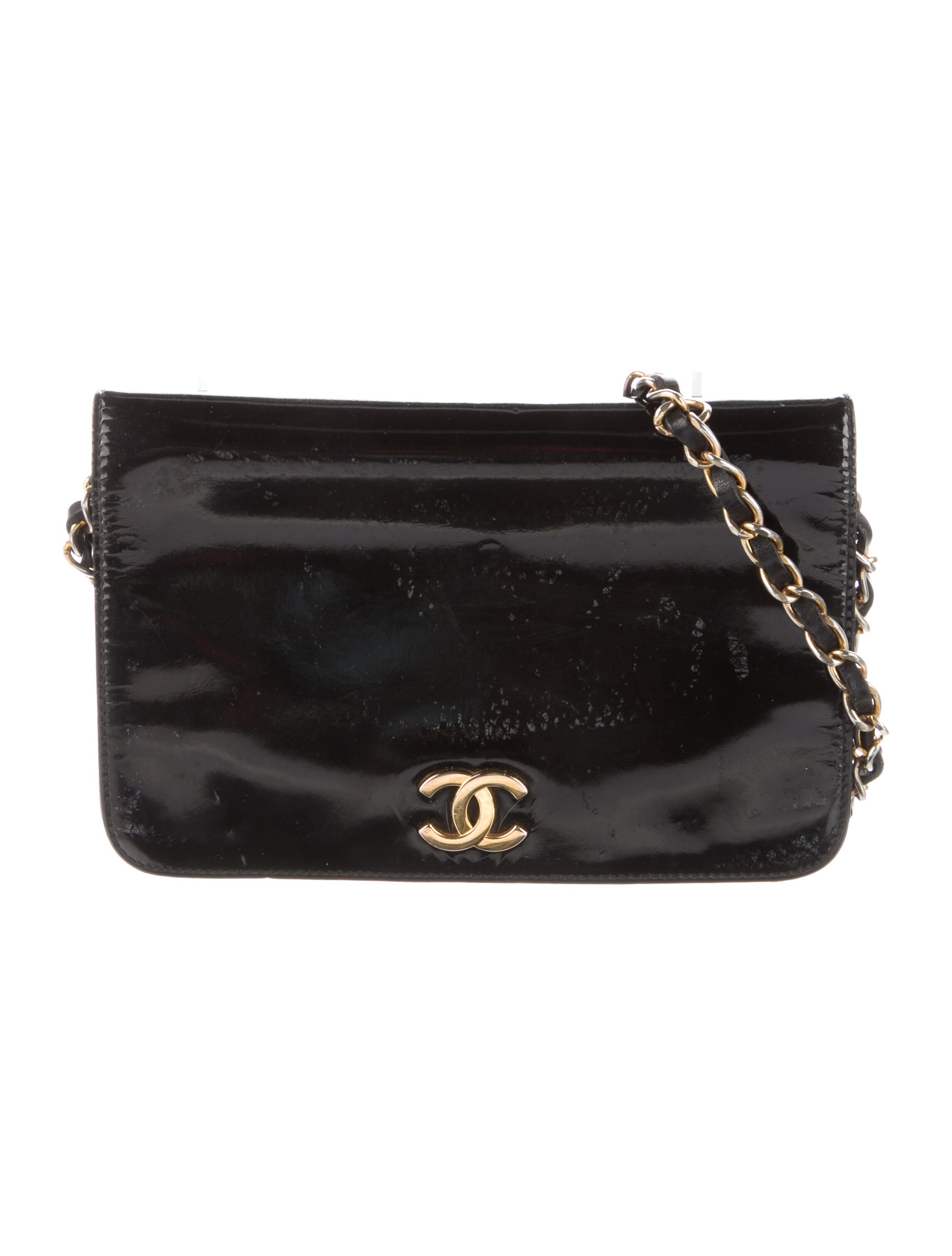 Chanel Vintage Patent CC Flap Bag Black Shoulder Bags, Handbags