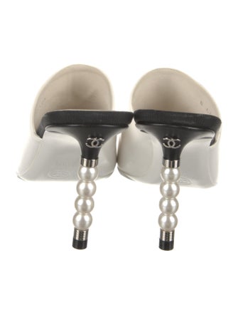 Chanel Faux Pearl Accents Leather Mules