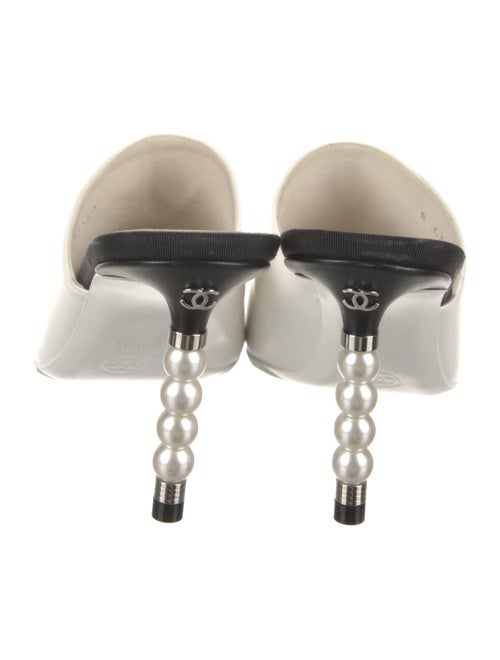 Chanel Faux Pearl Accents Leather Mules