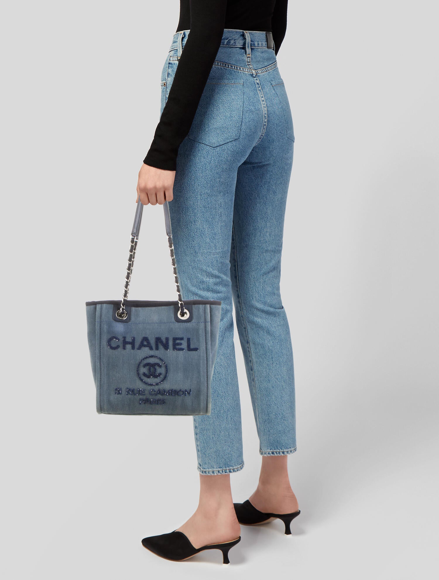 Chanel Mini Denim Deauville Tote Blue Totes, Handbags CHA695869