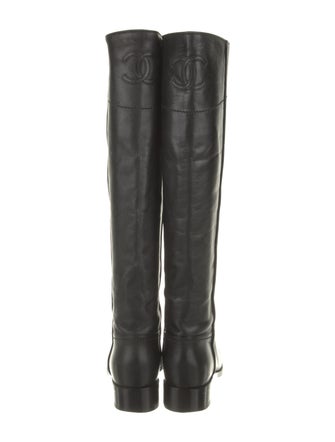 Chanel Interlocking CC Logo Leather Riding Boots