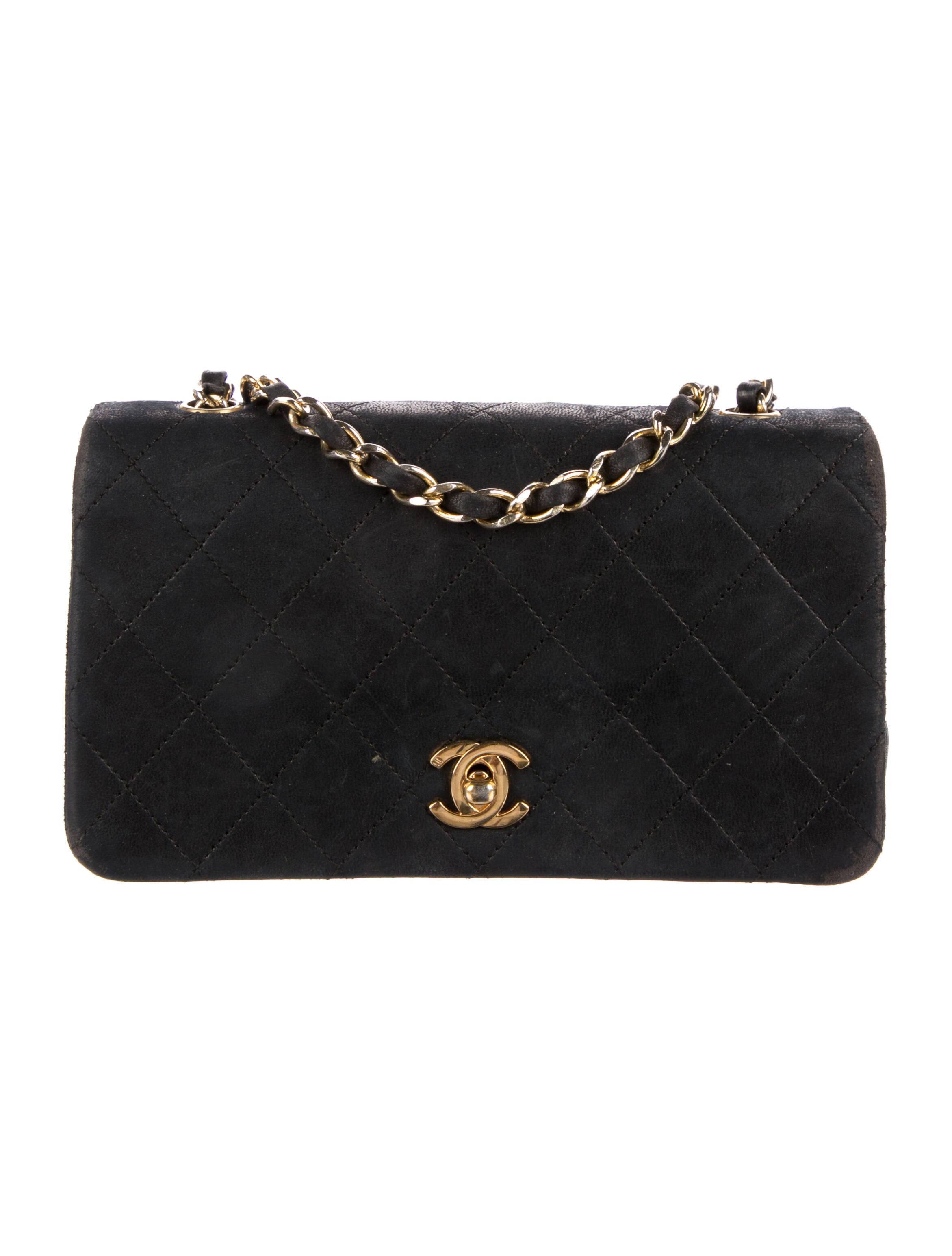 Chanel Vintage Chevron Flap Bag Black Crossbody Bags, Handbags