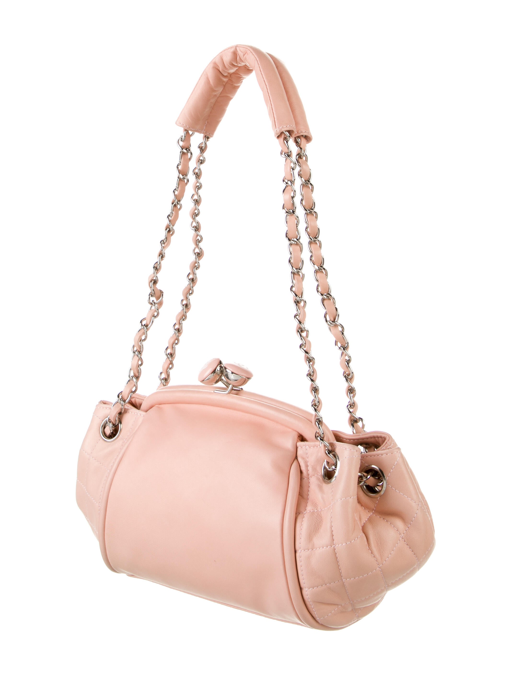 Chanel Kiss Lock Accordion Bag - Pink Shoulder Bags, Handbags